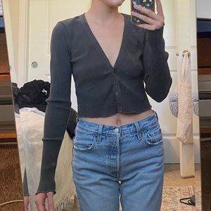 Dark gray Good American long sleeve ribbed top